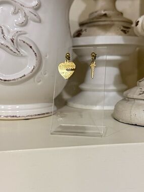 Vintage “He Who Holds the Key” Small Gold Tone Earrings